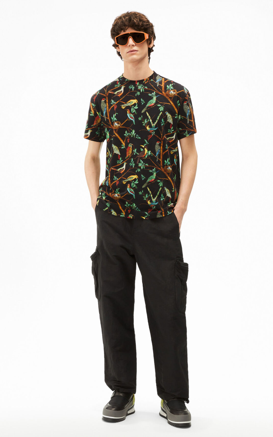 Camisetas Kenzo Tapestry of birds casual Hombre Negras XZS163097